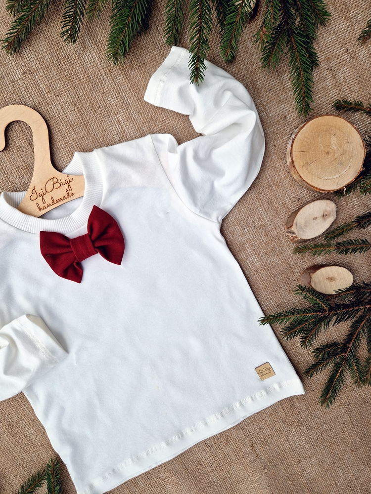 Body/  BLUZKA long chłopięcy jersey z muszką BORDO