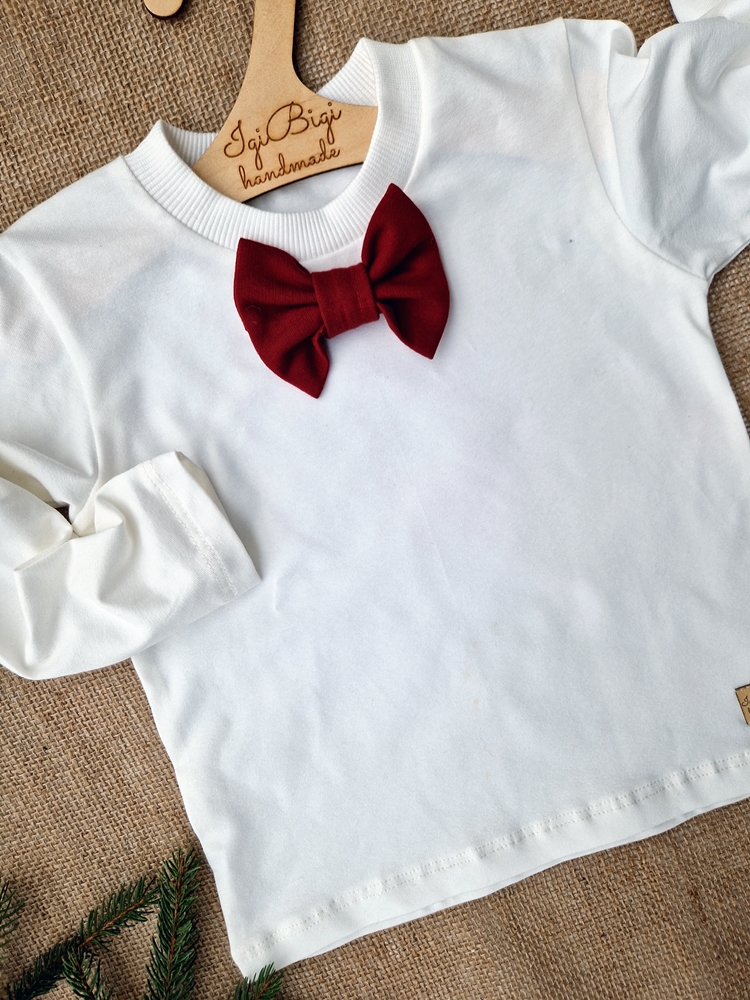 Body/  BLUZKA long chłopięcy jersey z muszką BORDO