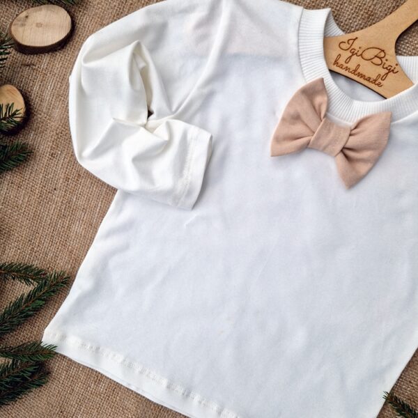 Body/  BLUZKA long chłopięcy jersey z muszką BEŻ