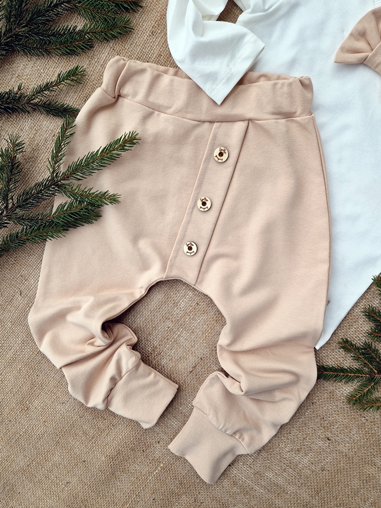 Komplet chłopięcy SPODNIE beż+ BODY/KOSZULKA