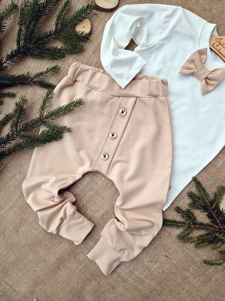 Komplet chłopięcy SPODNIE beż+ BODY/KOSZULKA