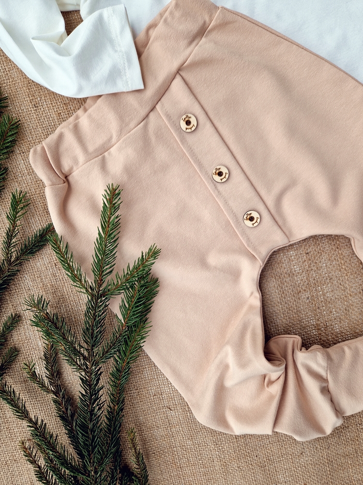 Komplet chłopięcy SPODNIE beż+ BODY/KOSZULKA