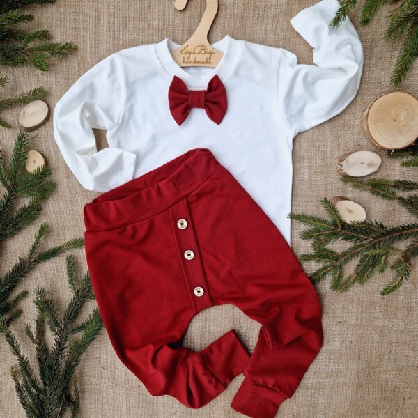 Komplet chłopięcy SPODNIE bordo+ BODY/KOSZULKA