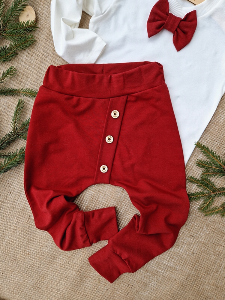 SPODNIE baggy guziki BORDO