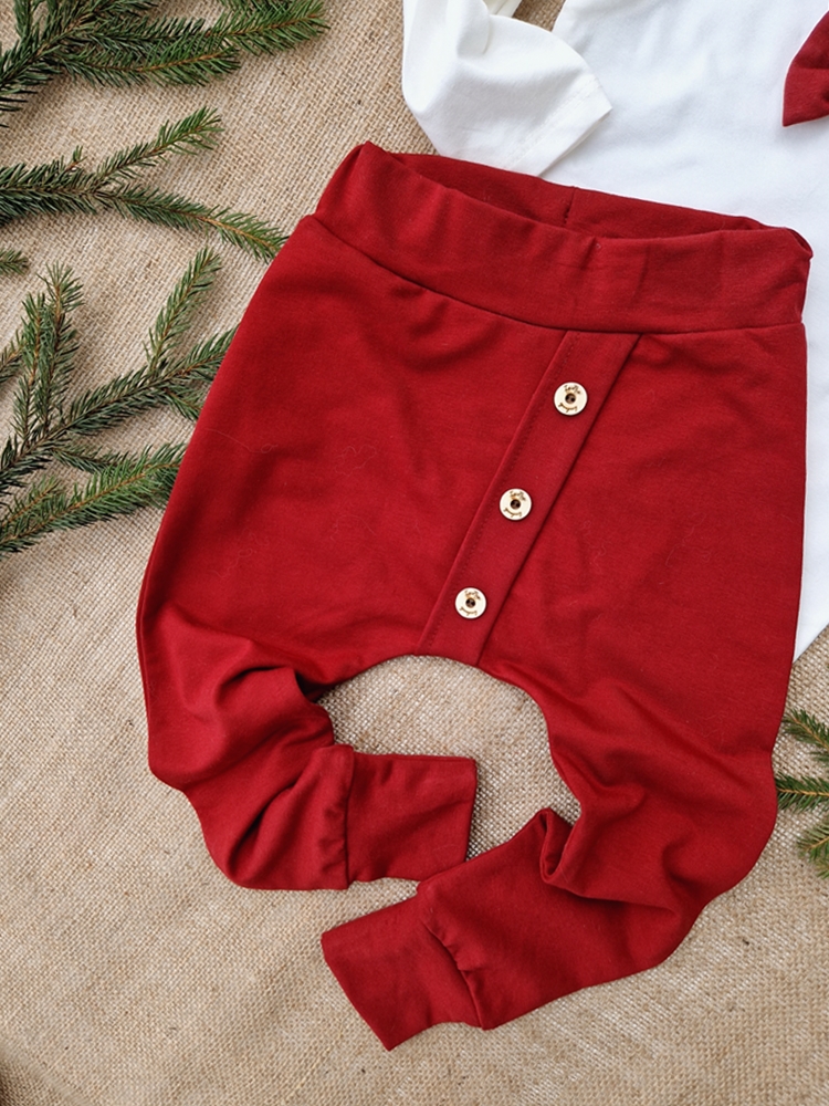 SPODNIE baggy guziki BORDO