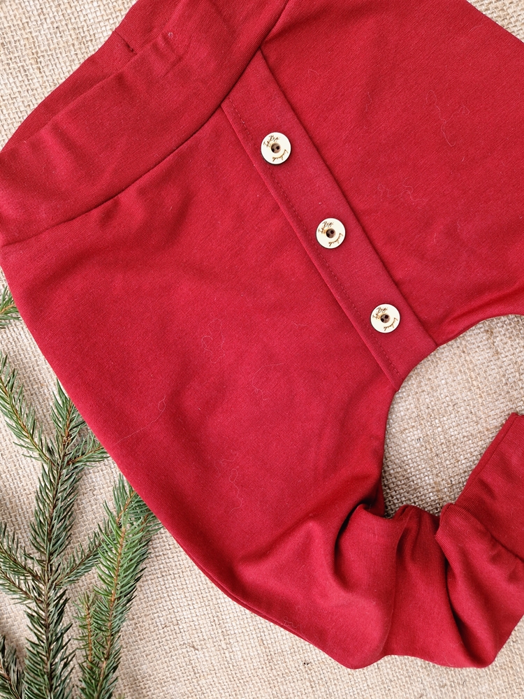 SPODNIE baggy guziki BORDO