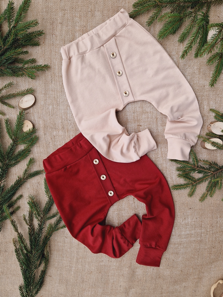 SPODNIE baggy guziki BEŻ