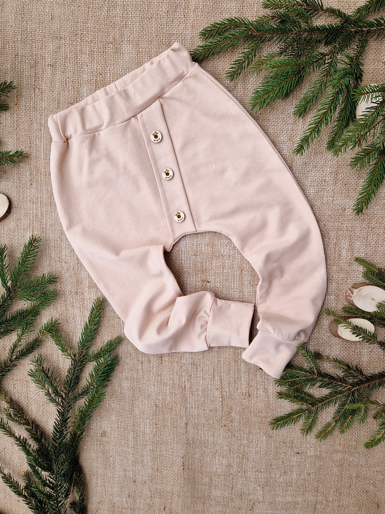 SPODNIE baggy guziki BEŻ