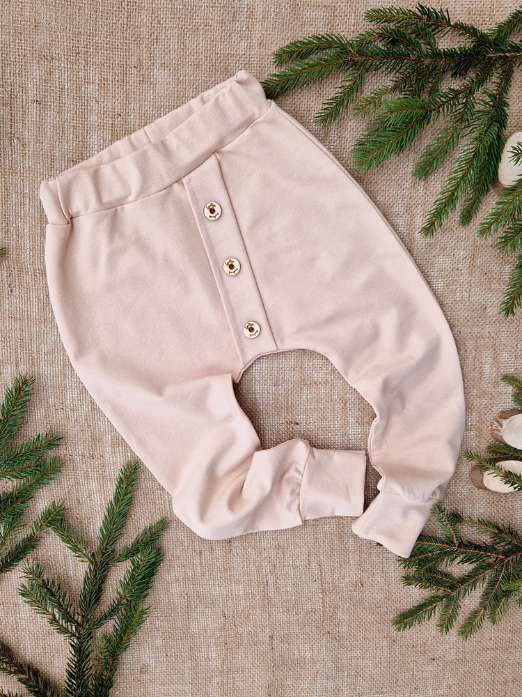 SPODNIE baggy guziki BEŻ