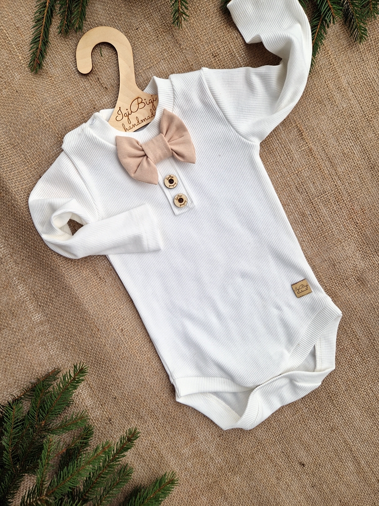 BODY/LONG chłopięcy prążkowany z muszką i guzikami (KOLORY MUSZKI DO WYBORU)