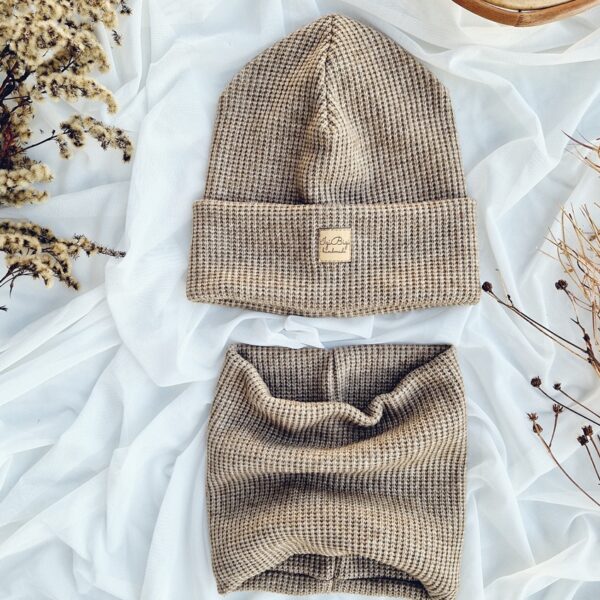 Czapka sweterkowa BEŻOWY MELANŻ