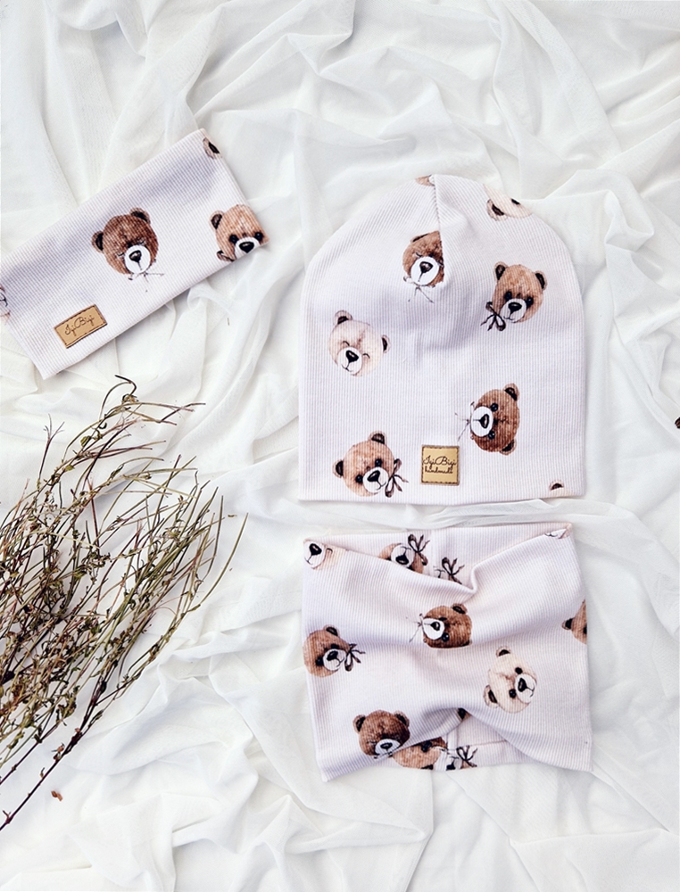 Czapka prążkowana MISIE light beige