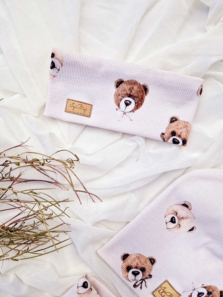 Czapka prążkowana MISIE light beige