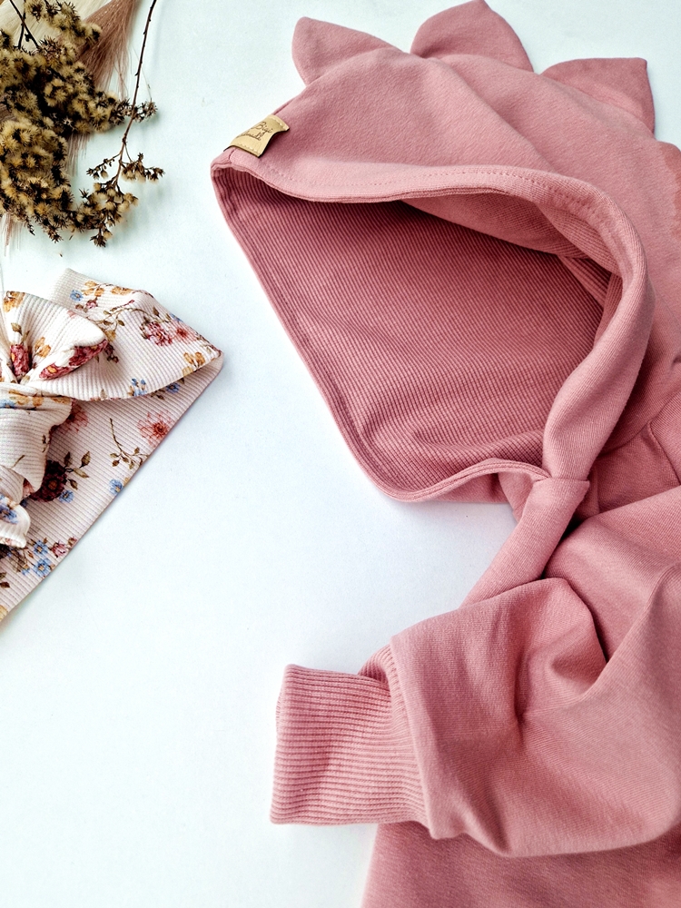 BLUZA DINO brudny róż+ LEGI dots