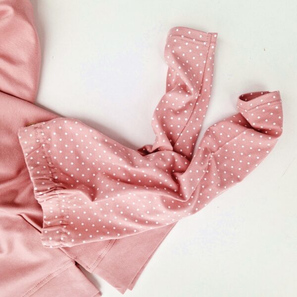 LEGGINSY BRUDNY RÓŻ JERSEY dots