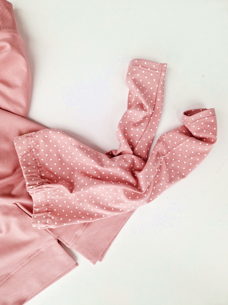 LEGGINSY BRUDNY RÓŻ JERSEY dots