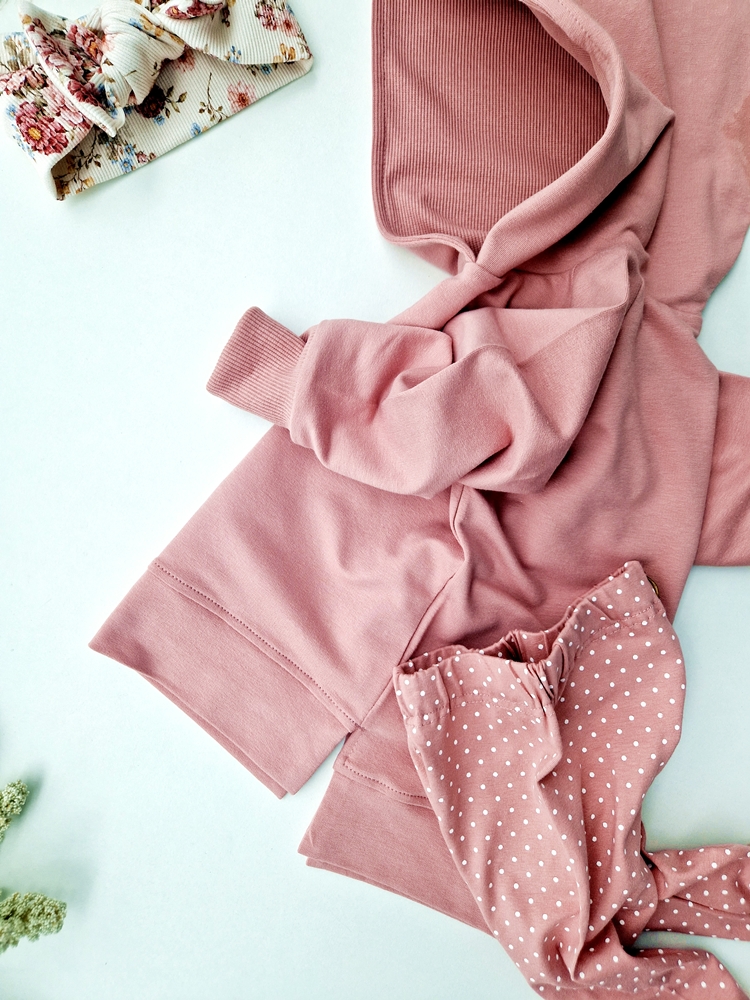 LEGGINSY BRUDNY RÓŻ JERSEY dots