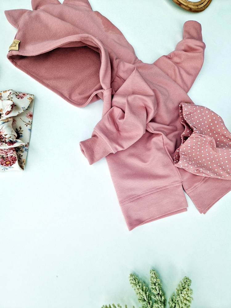 BLUZA DINO brudny róż+ LEGI dots