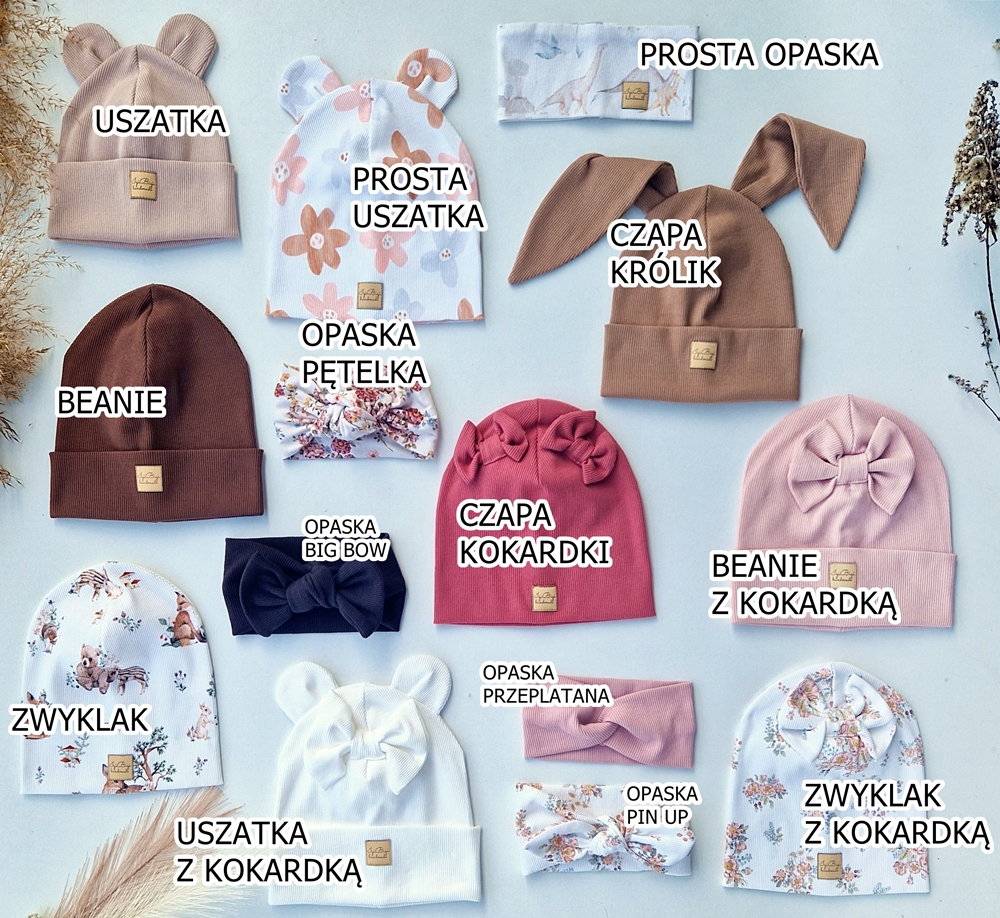 Czapka prążkowana DOUBLE BOWS kolory