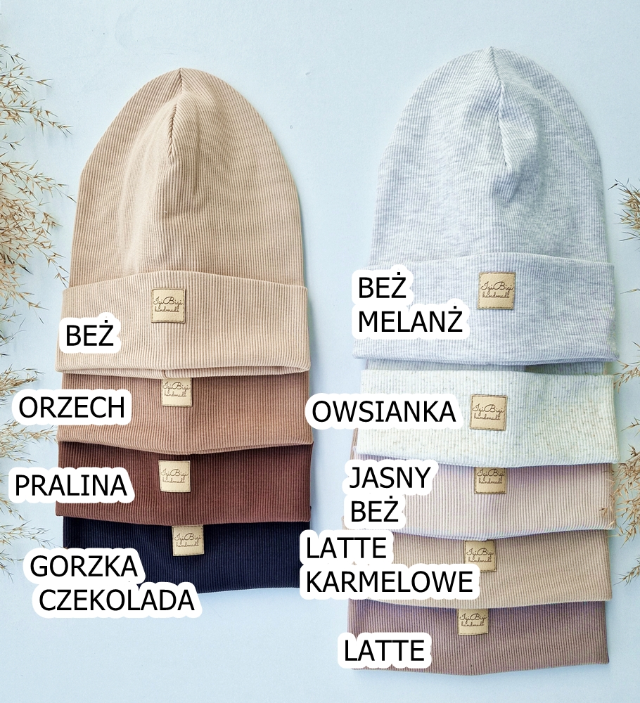Czapka prążkowana PRALINA- różne fasony