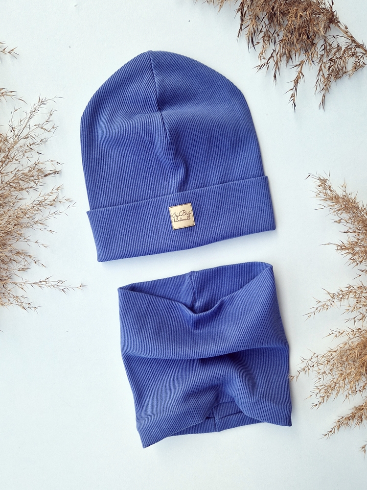 Czapka prążkowana STALOWY NIEBIESKI - różne fasony