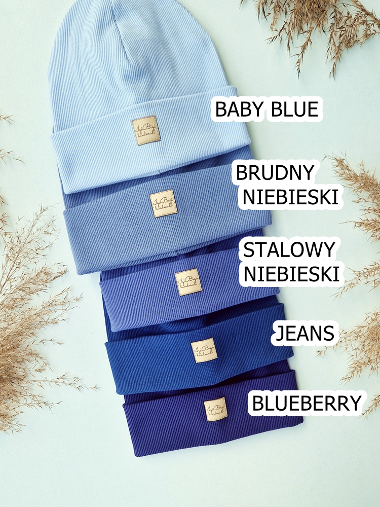 Czapka prążkowana BRUDNY NIEBIESKI - różne fasony