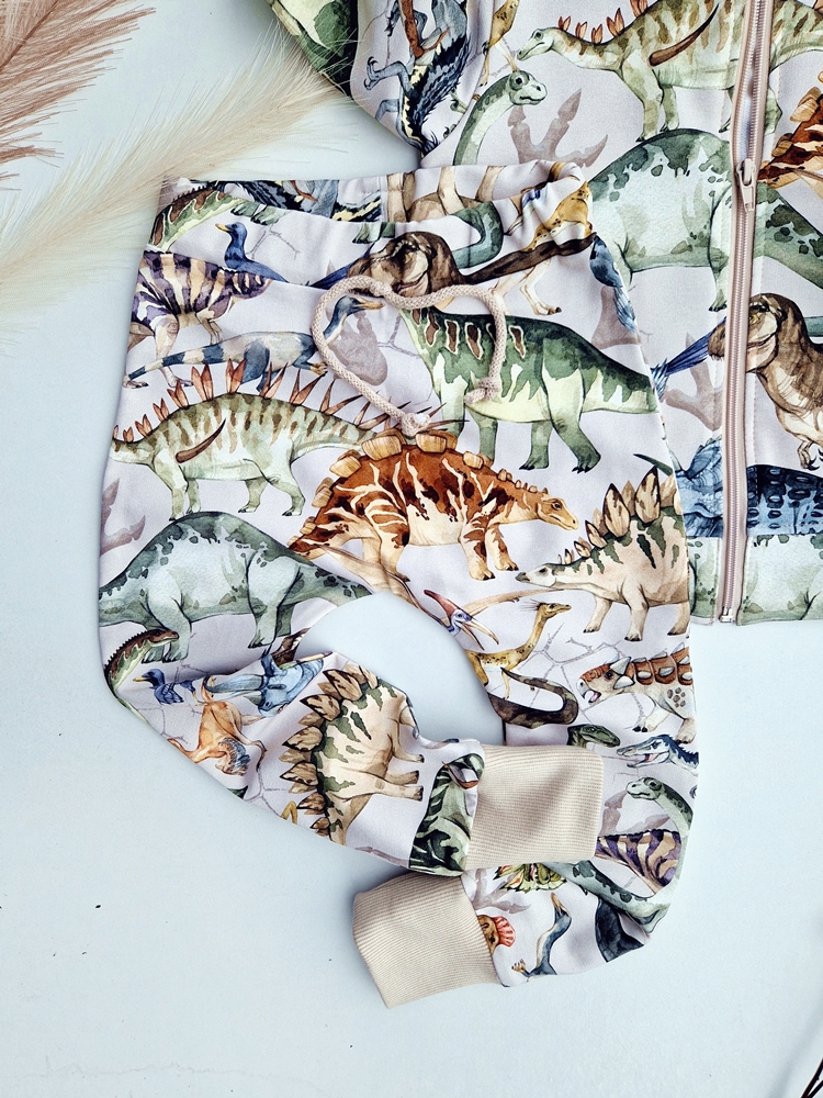 KOMPLET bomberka DINOZAURY na beżu II+ BAGGY