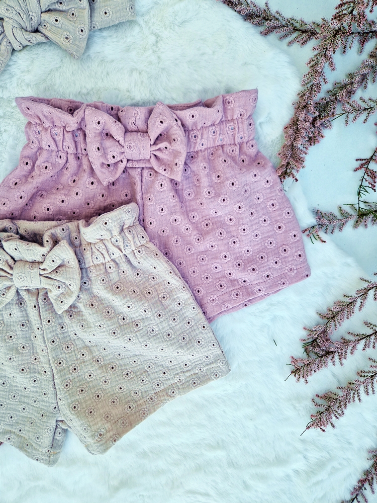 SPODENKI dziewczęceMUŚLIN ażurek KOKARDKA