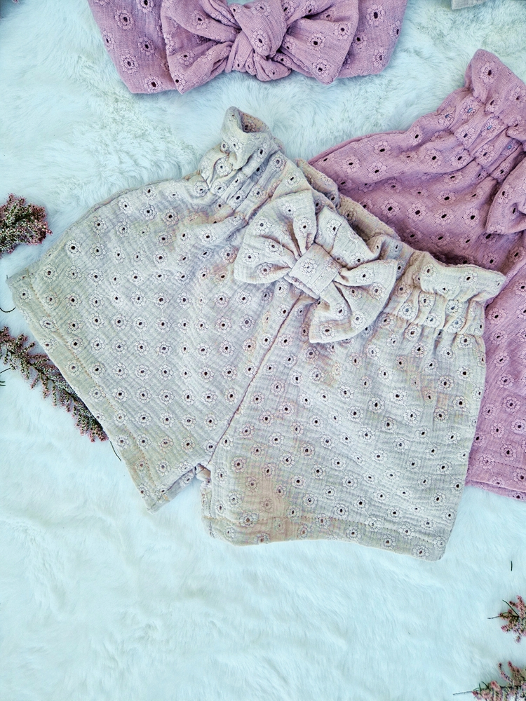 SPODENKI dziewczęceMUŚLIN ażurek KOKARDKA