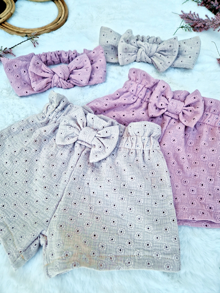 SPODENKI dziewczęceMUŚLIN ażurek KOKARDKA