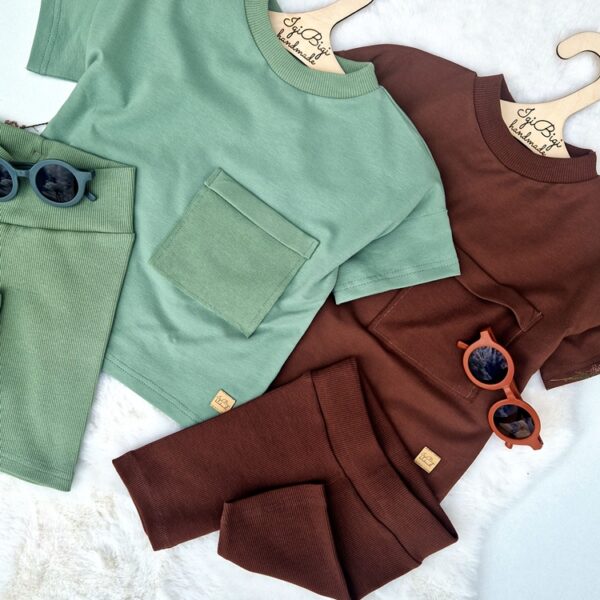 KOMPLECIK BASIC bluzeczka oversize KIESZONKA + kolarki 5KOLORÓW