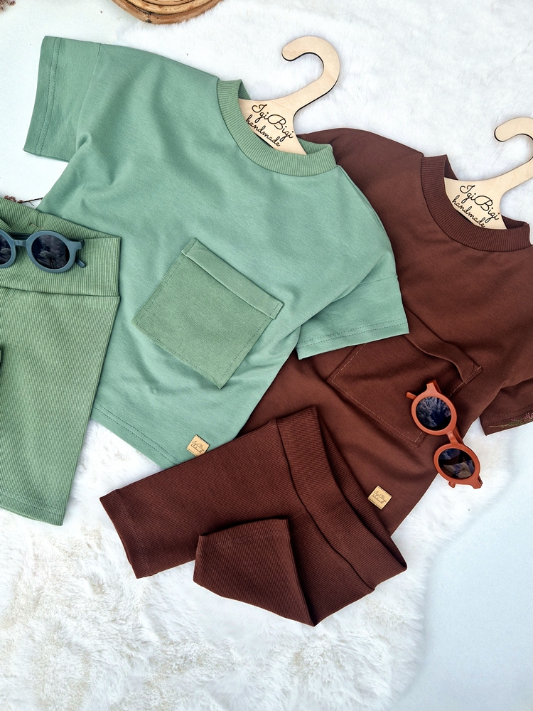 KOMPLECIK BASIC bluzeczka oversize KIESZONKA + kolarki 5KOLORÓW