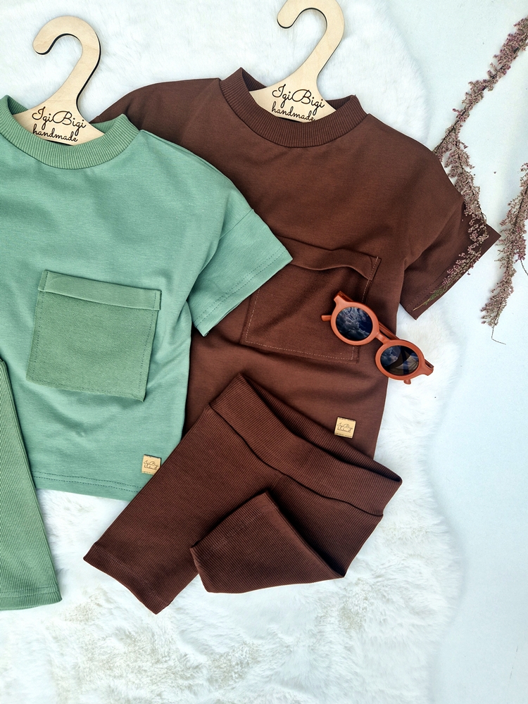 KOMPLECIK BASIC bluzeczka oversize KIESZONKA + kolarki PRALINA