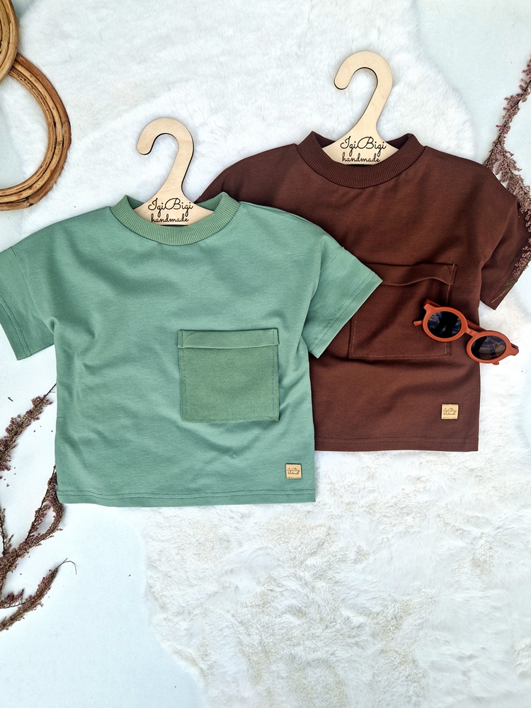 BLUZECZKA oversize LEKKA jersey KIESZONKA brudna mięta