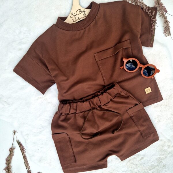 KOMPLECIK BASIC bluzeczka oversize + SPODENKI kieszonki PRALINA