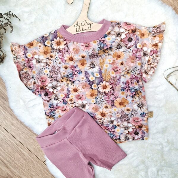 KOMPLECIK bluzeczka oversize PINK MEADOW + kolarki jasny brudny róż