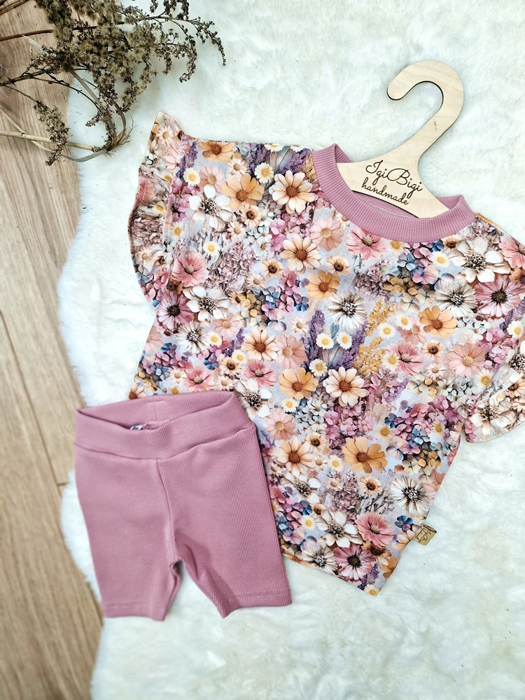 KOMPLECIK bluzeczka oversize PINK MEADOW + kolarki jasny brudny róż