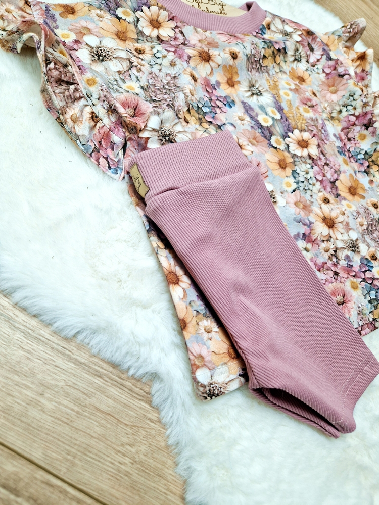 KOMPLECIK bluzeczka oversize PINK MEADOW + kolarki jasny brudny róż