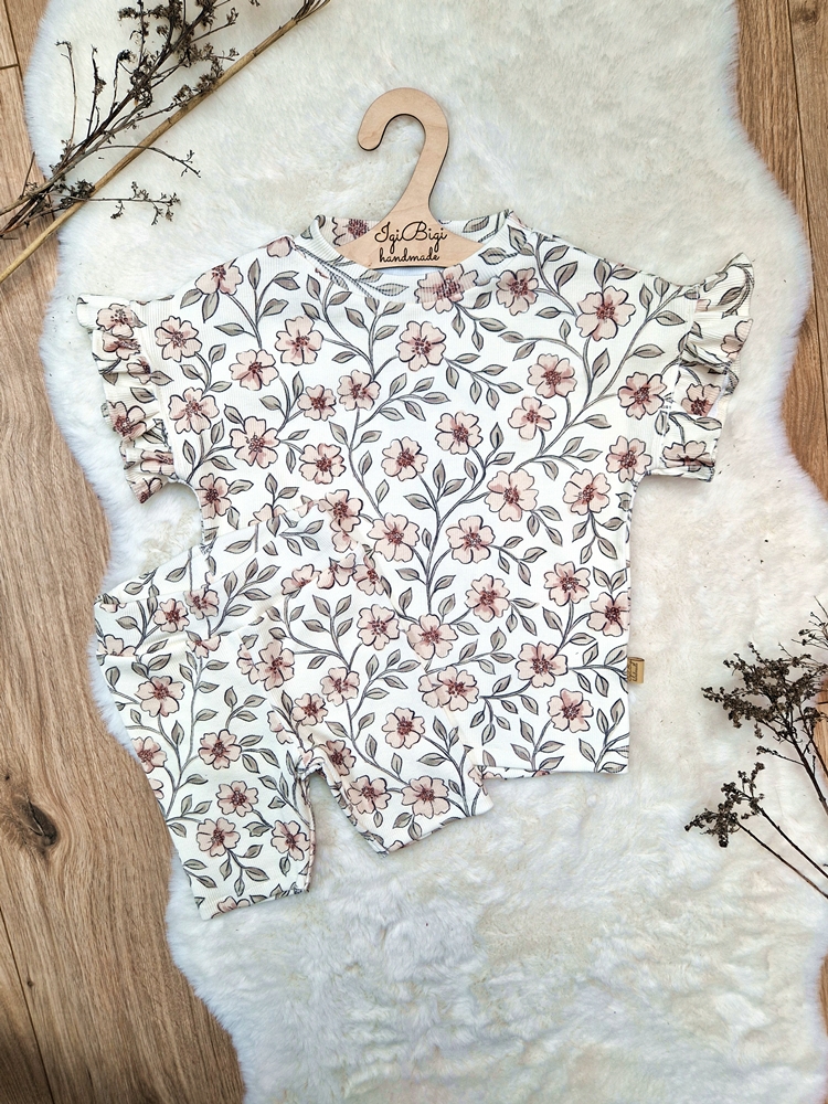 KOMPLECIK bluzeczka oversize+ kolarki RETRO BEIGE FLOW