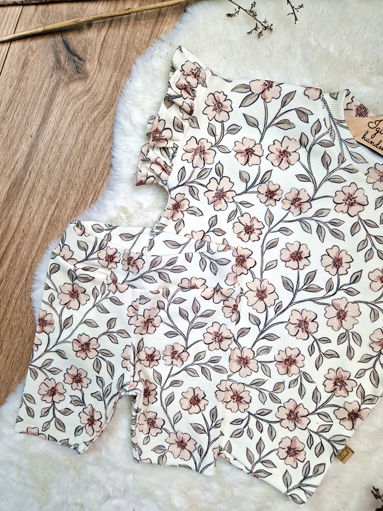 KOMPLECIK bluzeczka oversize+ kolarki RETRO BEIGE FLOW