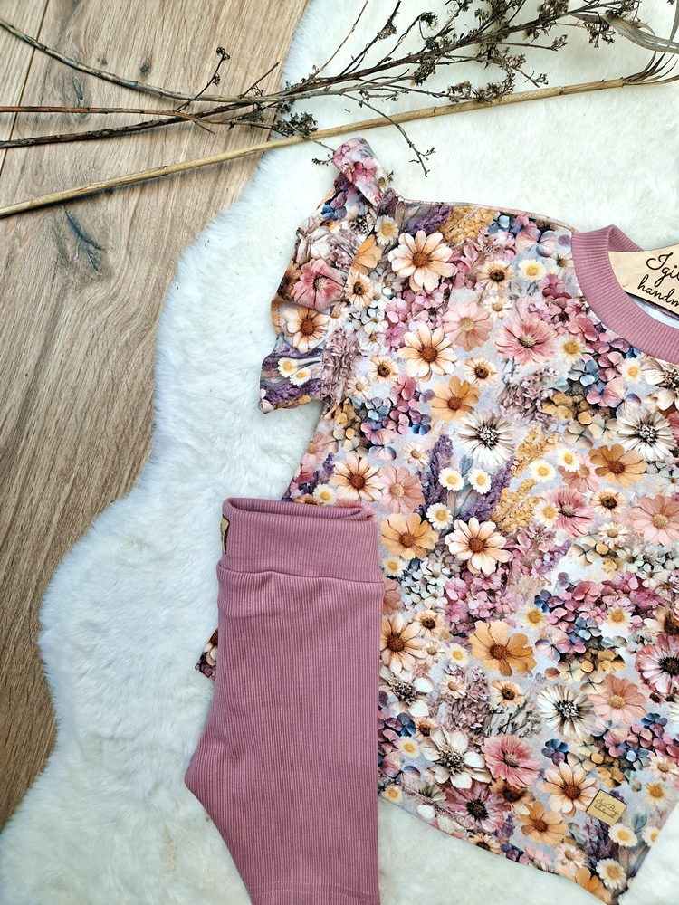 KOMPLECIK bluzeczka oversize PINK MEADOW + kolarki jasny brudny róż