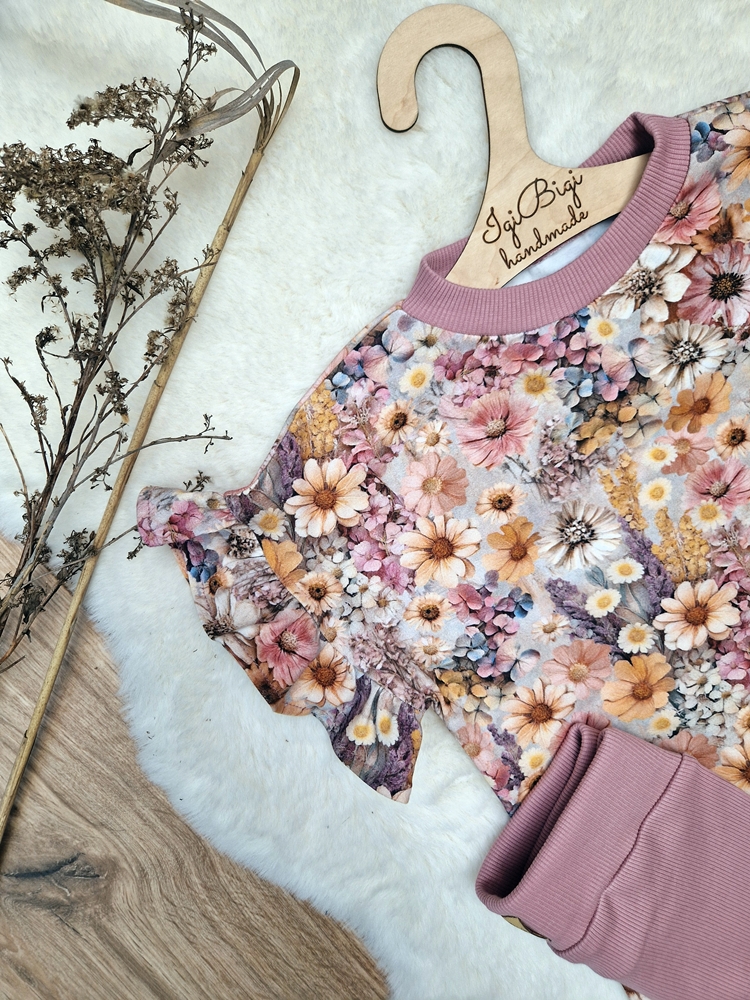 KOMPLECIK bluzeczka oversize PINK MEADOW + kolarki jasny brudny róż