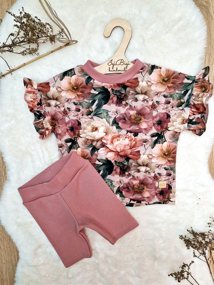 KOMPLECIK bluzeczka oversize DARK FLOW + kolarki brudny róż