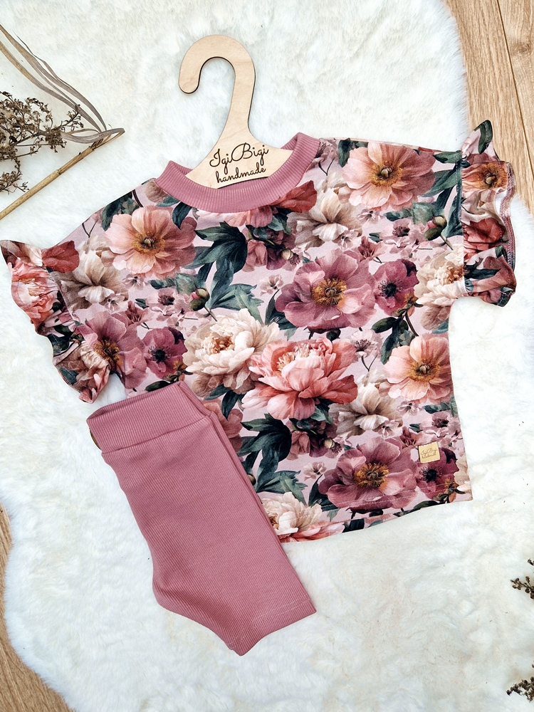 KOMPLECIK bluzeczka oversize DARK FLOW + kolarki brudny róż