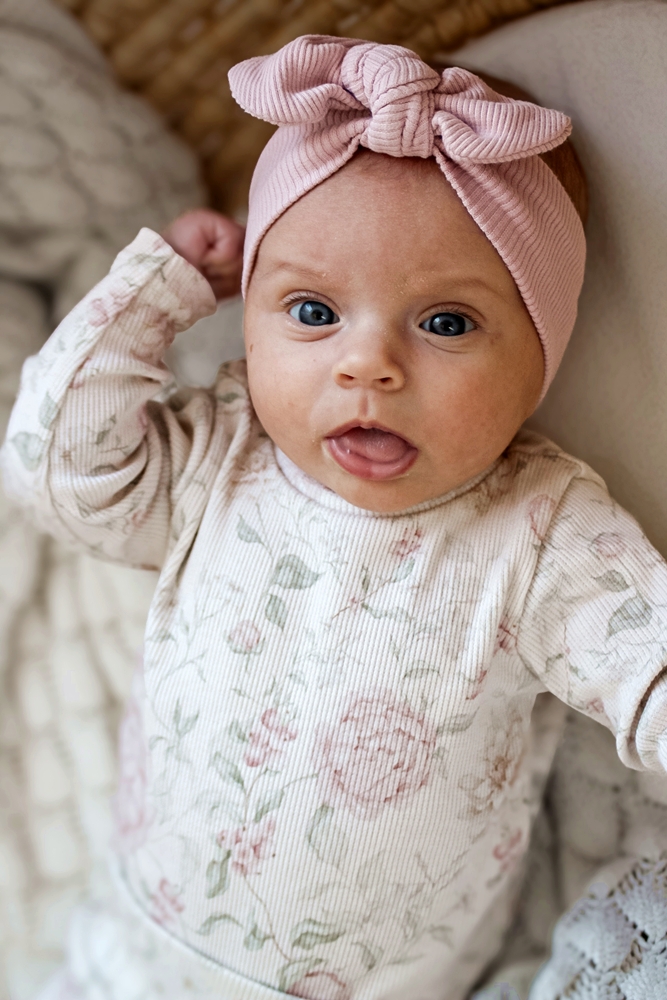 PRĄŻKOWANY KOMPLECIK body/bluzeczka + LEGGINSY z kokardkami ROMANTIC