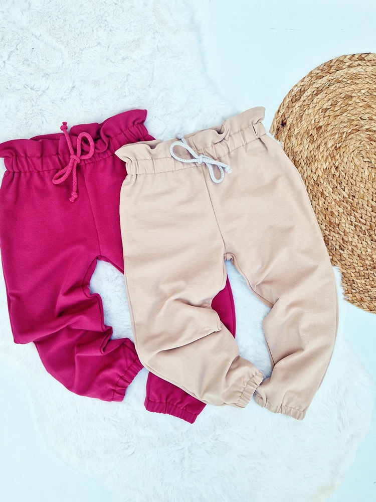 SPODNIE dresowe dziewczęce BEŻ