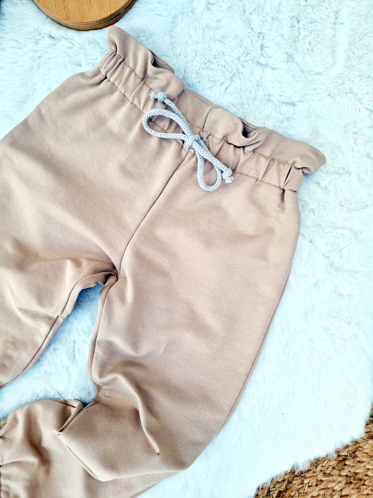 SPODNIE dresowe dziewczęce BEŻ