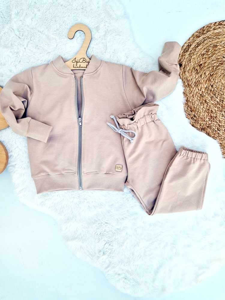 SPODNIE dresowe dziewczęce BEŻ