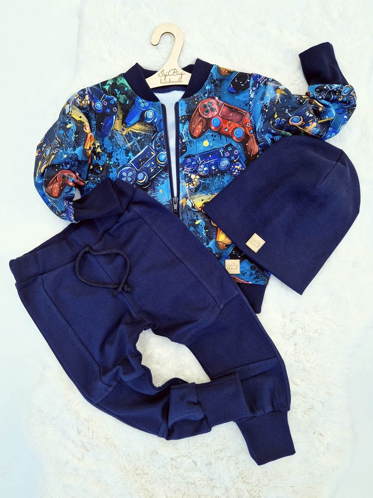 KOMPLET bomberka GAME + spodnie JOGGERSY granat