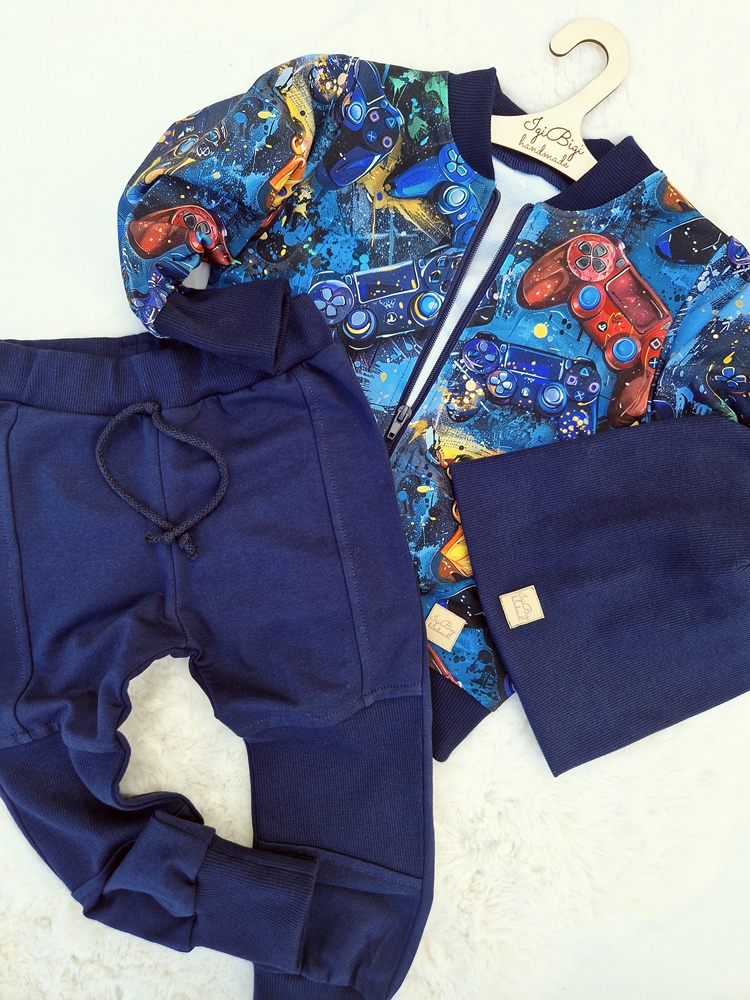 KOMPLET bomberka GAME + spodnie JOGGERSY granat